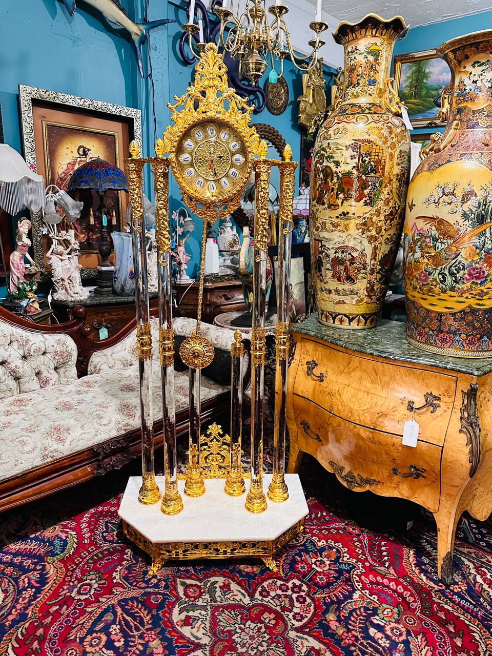 Homey Designs Inc. Grandfather Clock - Gold Brass with Chimes 🕰️