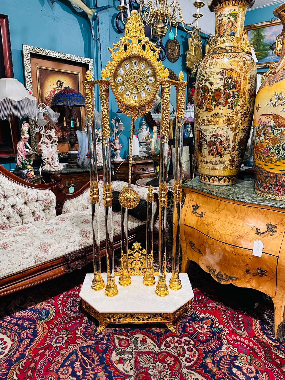Homey Designs Inc. Grandfather Clock - Gold Brass with Chimes 🕰️