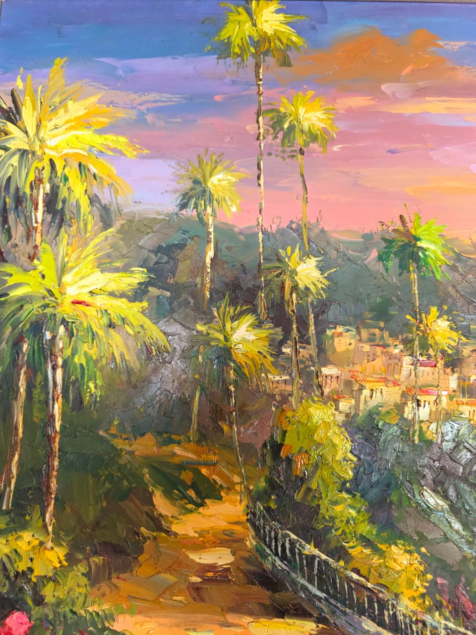 Paisaje costero al atardecer – Firmado Artemio🖌️