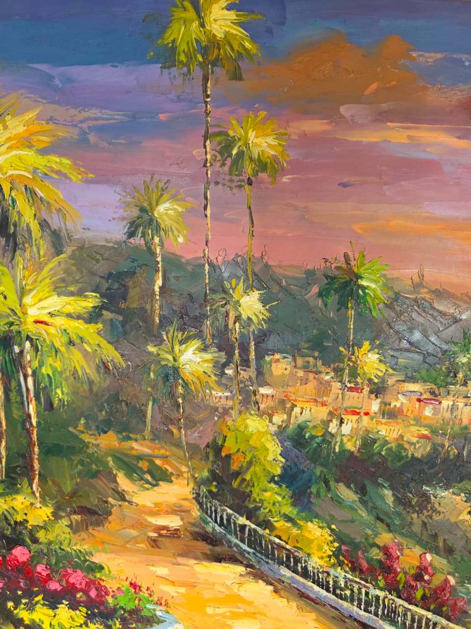 Paisaje costero al atardecer – Firmado Artemio🖌️