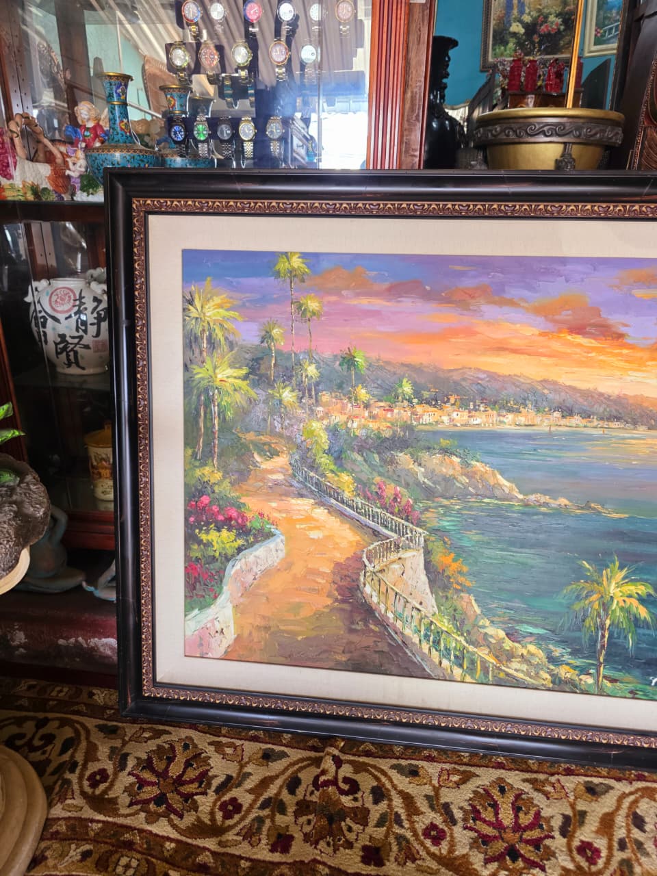 Paisaje costero al atardecer – Firmado Artemio🖌️