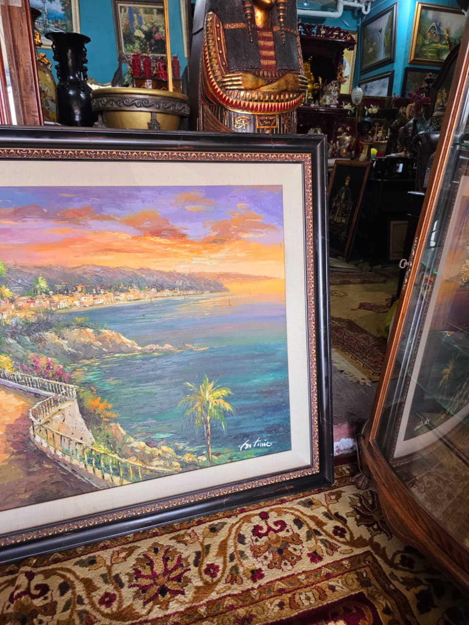 Paisaje costero al atardecer – Firmado Artemio🖌️