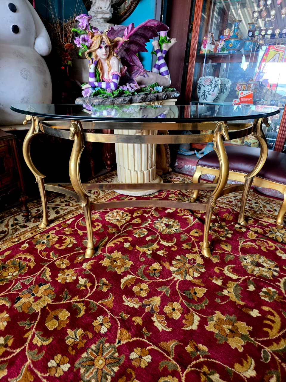 Credenza Italian Demilune de Caballitos de Mar en Bronce Pulido Hollywood Regency 🌿🏛️🌿
