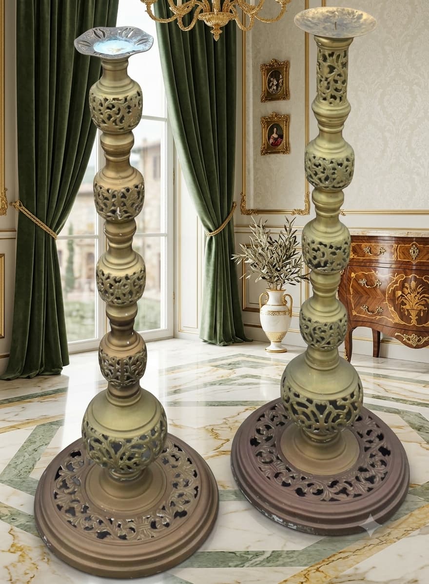 Par de Candelabros de Bronce ✨ 🔥🕯️
