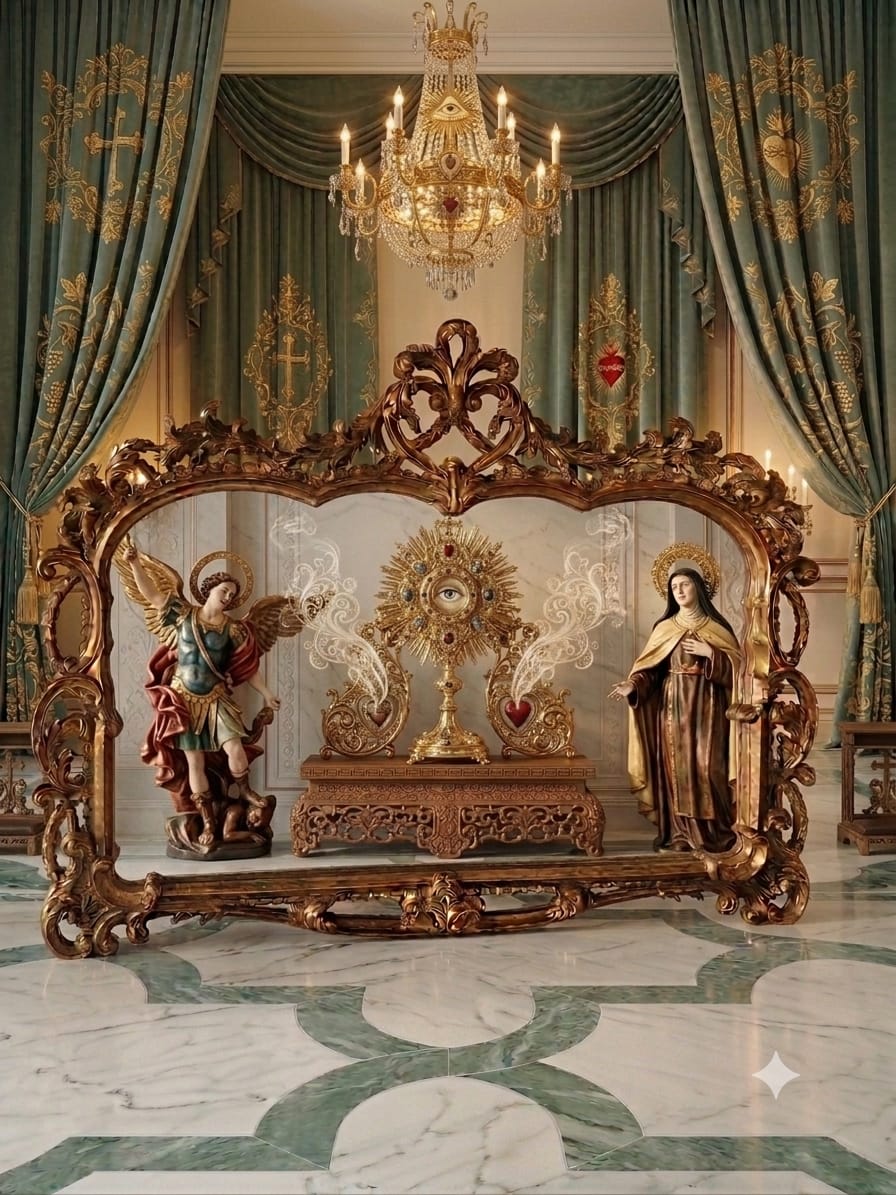 Espejo Barroco/Rococo Revival en Hoja de Oro – Artesanía en Madera🌸🌿🪞