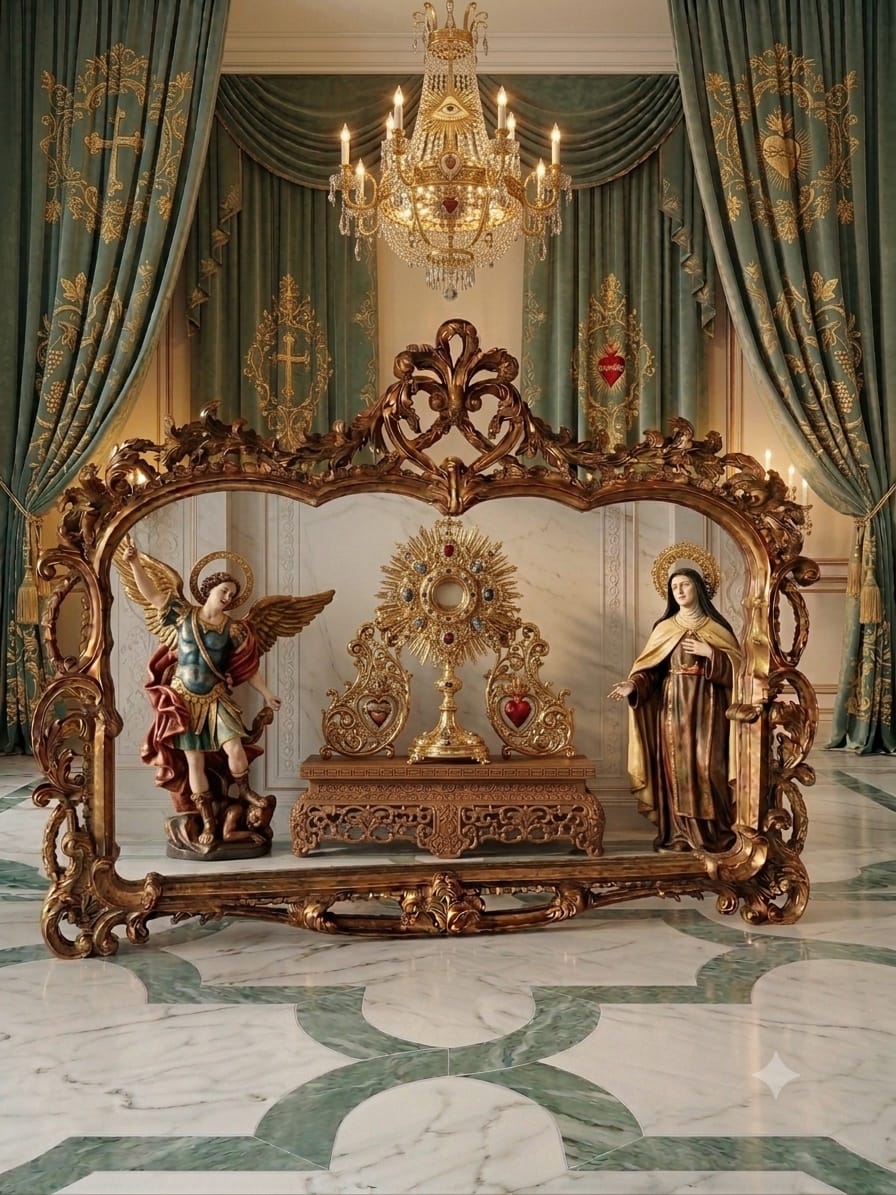 Espejo Barroco/Rococo Revival en Hoja de Oro – Artesanía en Madera🌸🌿🪞