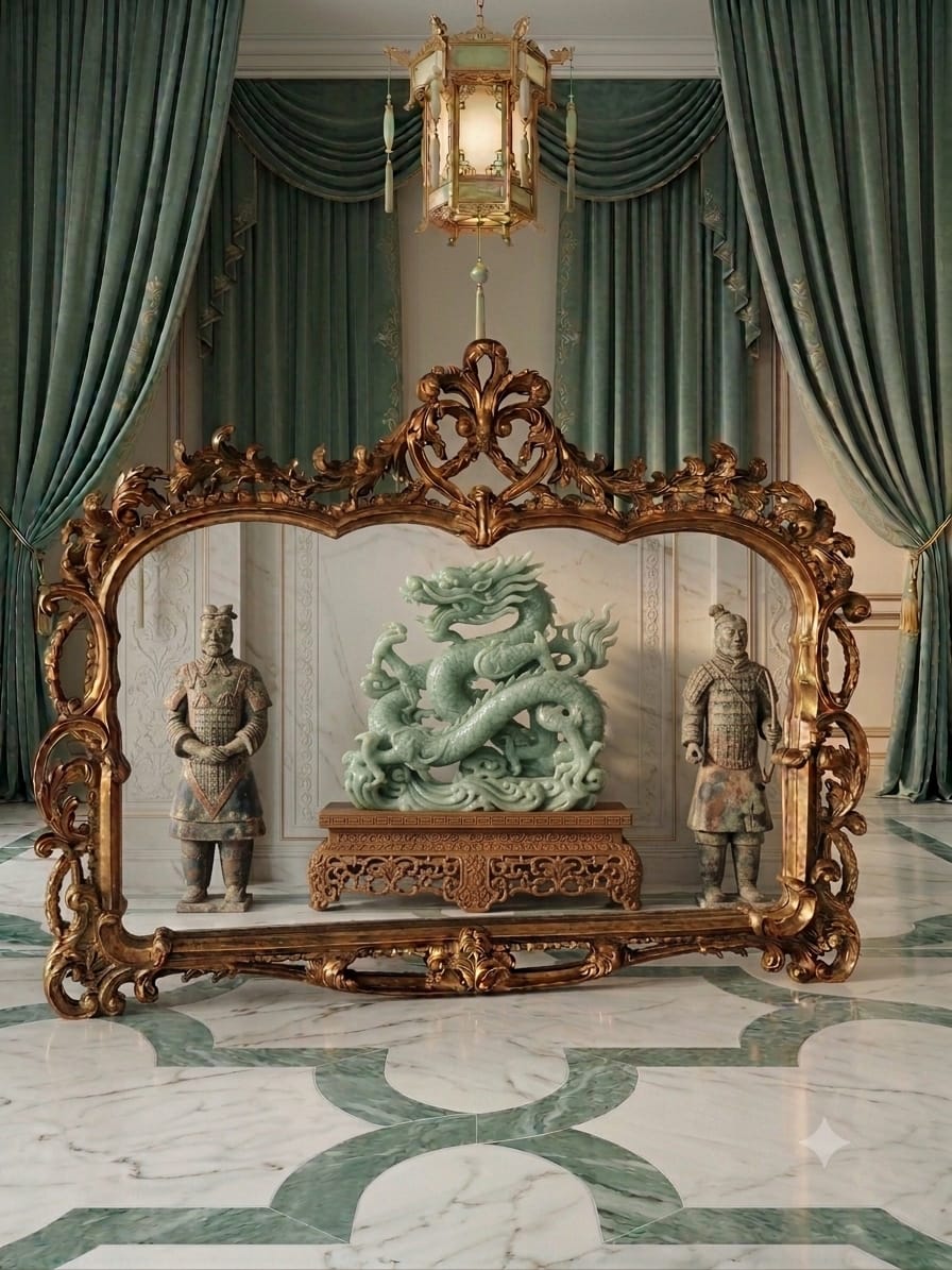 Espejo Barroco/Rococo Revival en Hoja de Oro – Artesanía en Madera🌸🌿🪞