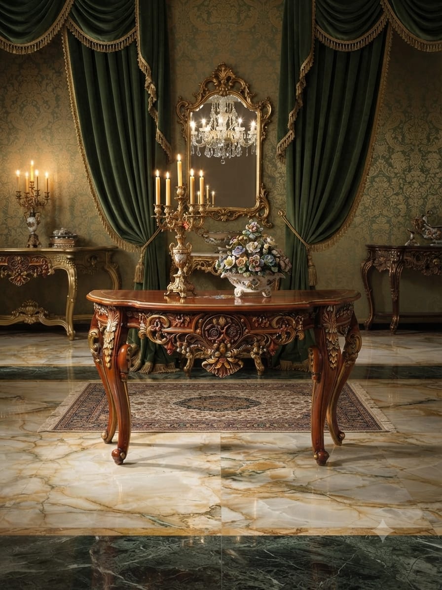 Ornamental Carved Wood Credenza with Floral Motifs 🌿🏛️🌿
