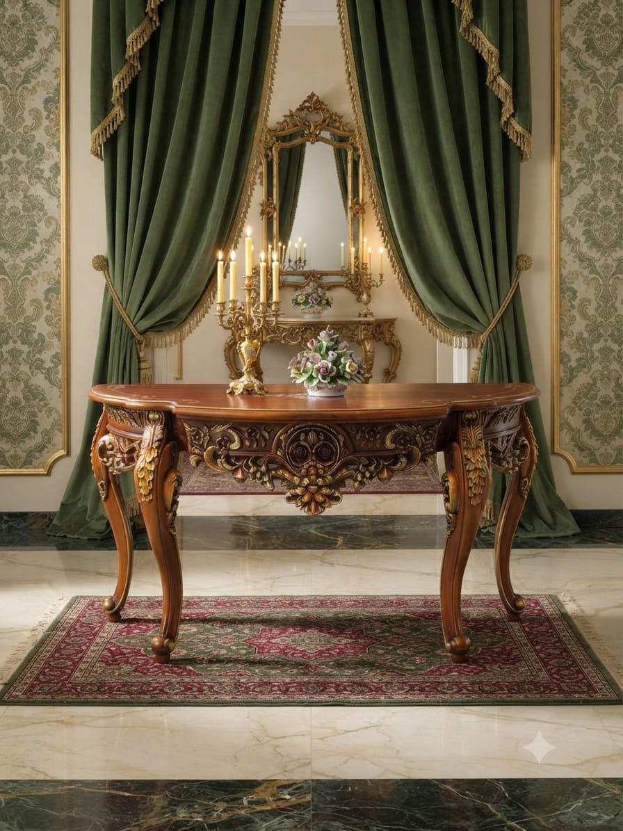 Ornamental Carved Wood Credenza with Floral Motifs 🌿🏛️🌿