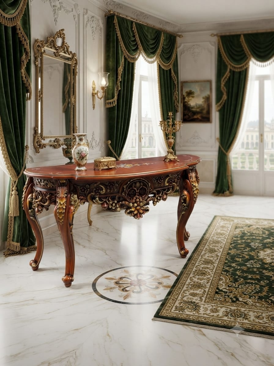 Ornamental Carved Wood Credenza with Floral Motifs 🌿🏛️🌿