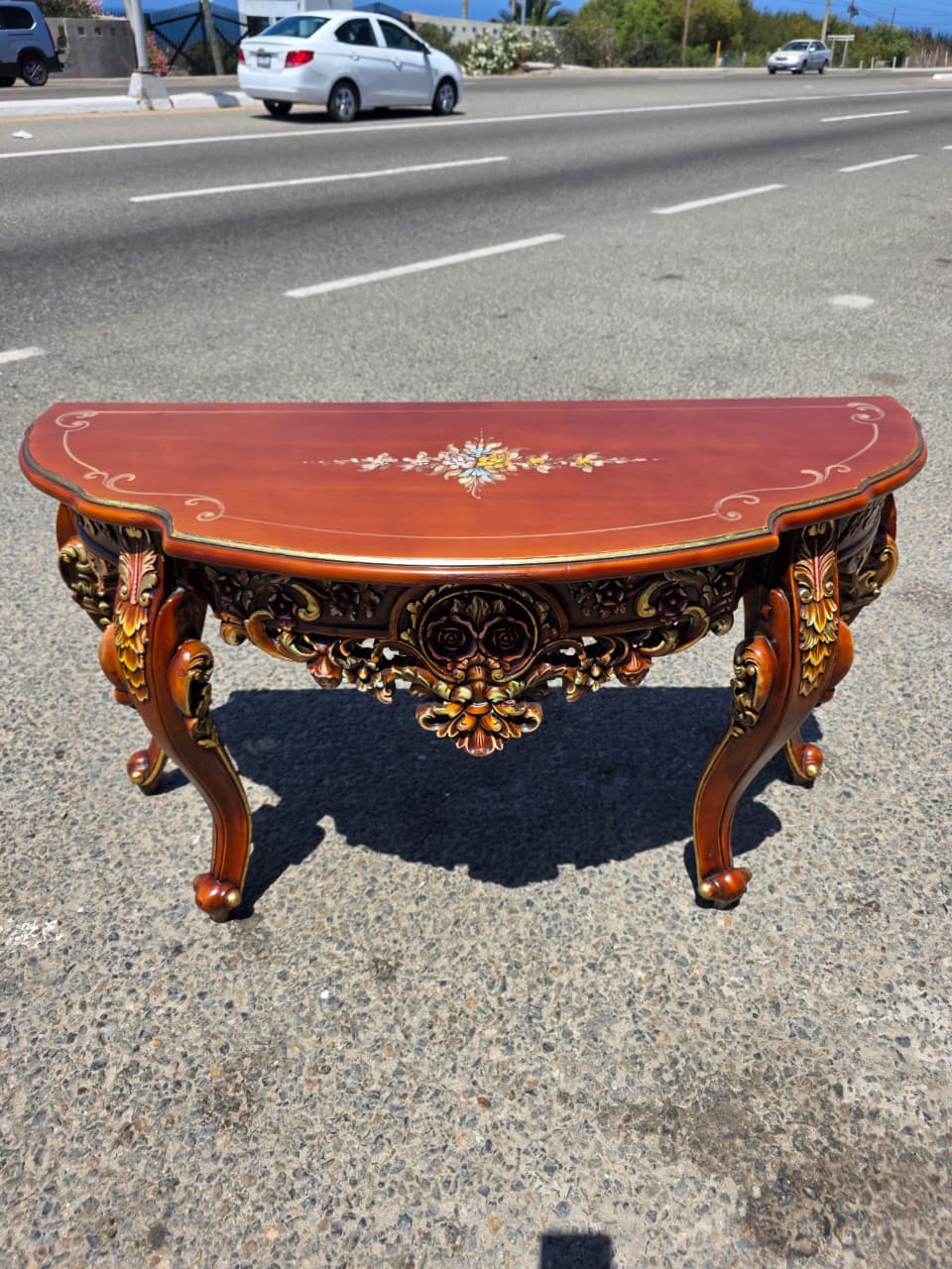 Ornamental Carved Wood Credenza with Floral Motifs 🌿🏛️🌿