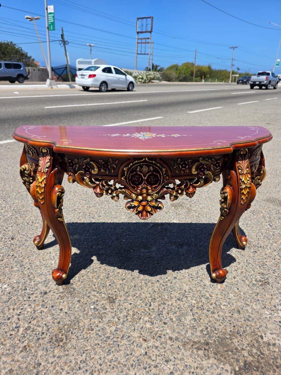 Ornamental Carved Wood Credenza with Floral Motifs 🌿🏛️🌿