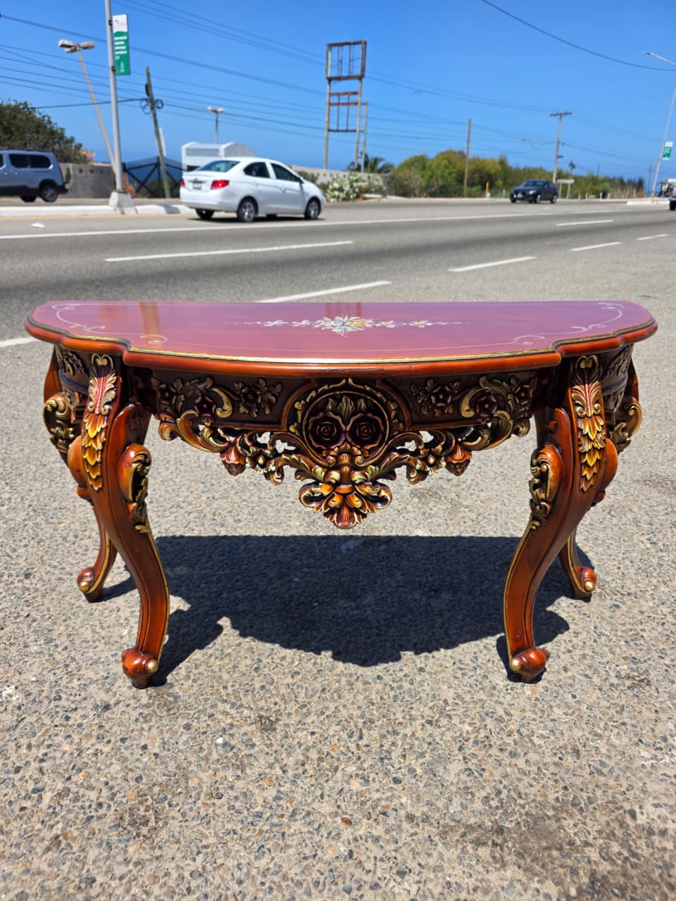 Ornamental Carved Wood Credenza with Floral Motifs 🌿🏛️🌿