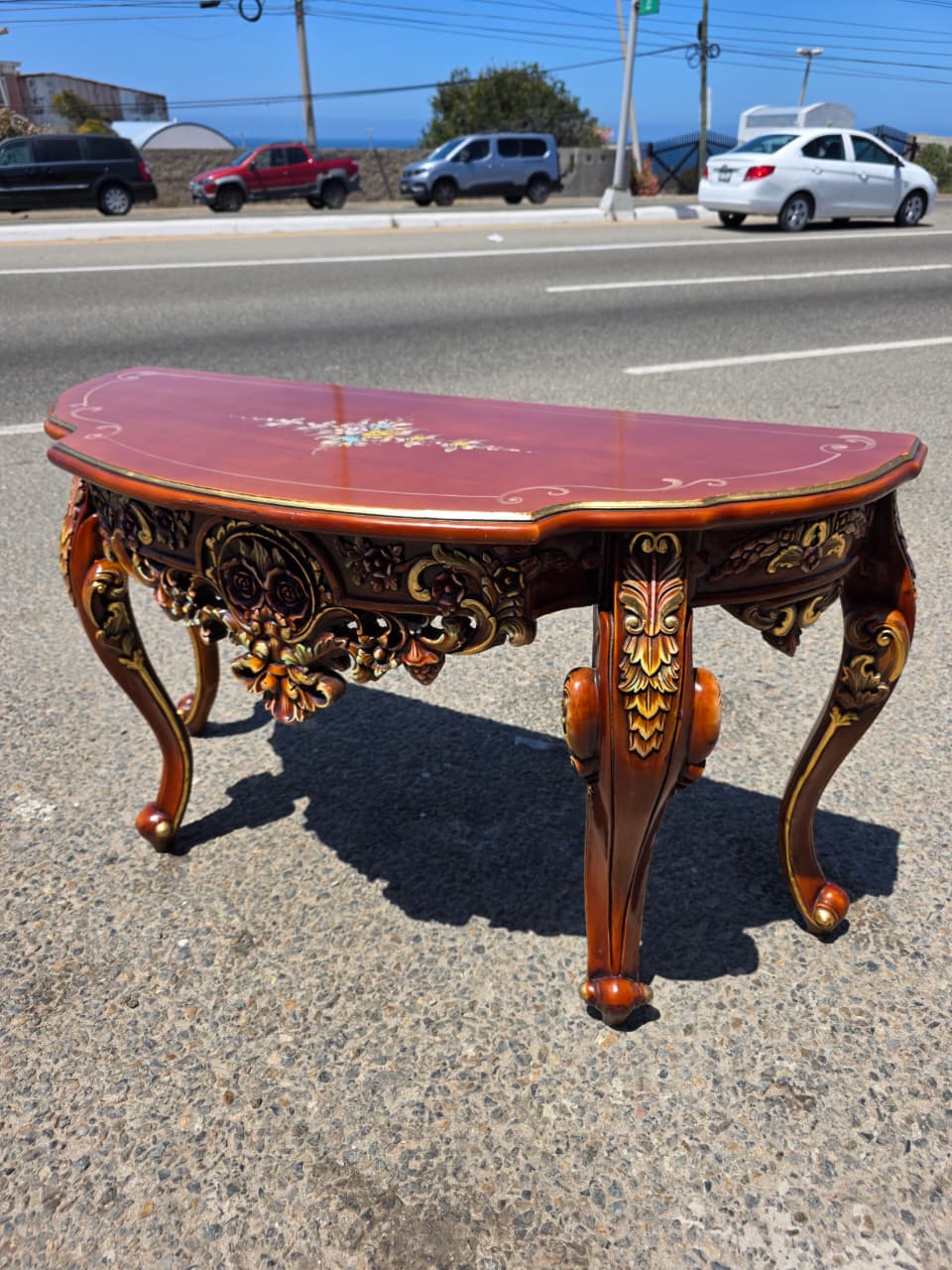 Ornamental Carved Wood Credenza with Floral Motifs 🌿🏛️🌿