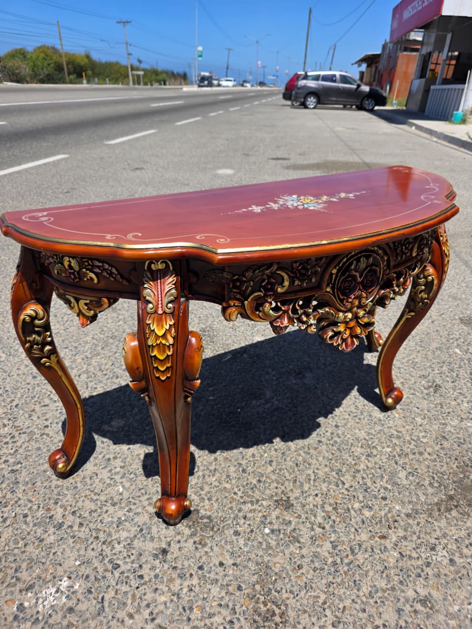 Ornamental Carved Wood Credenza with Floral Motifs 🌿🏛️🌿