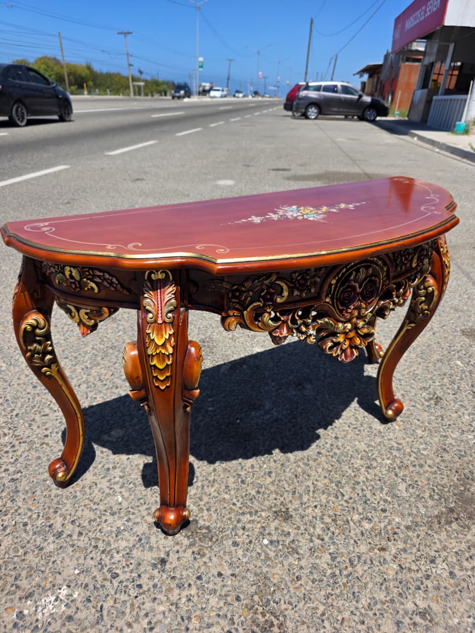 Ornamental Carved Wood Credenza with Floral Motifs 🌿🏛️🌿