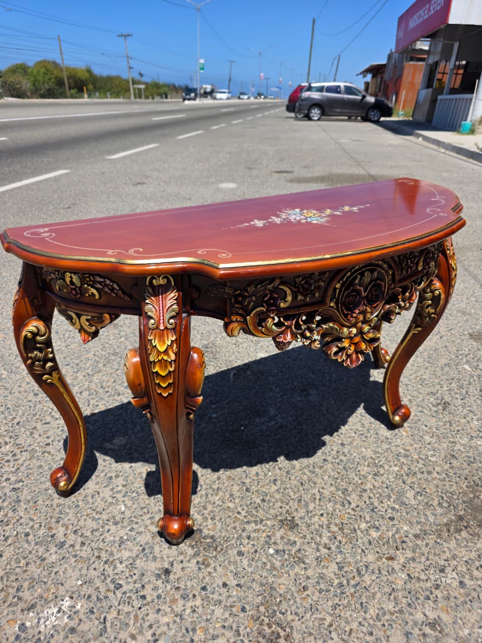 Ornamental Carved Wood Credenza with Floral Motifs 🌿🏛️🌿