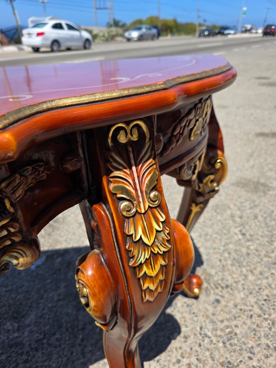 Ornamental Carved Wood Credenza with Floral Motifs 🌿🏛️🌿