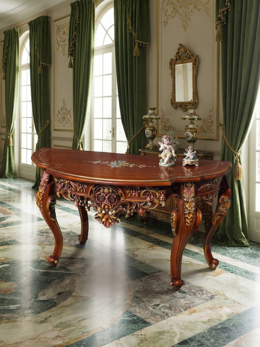 Ornamental Carved Wood Credenza with Floral Motifs 🌿🏛️🌿