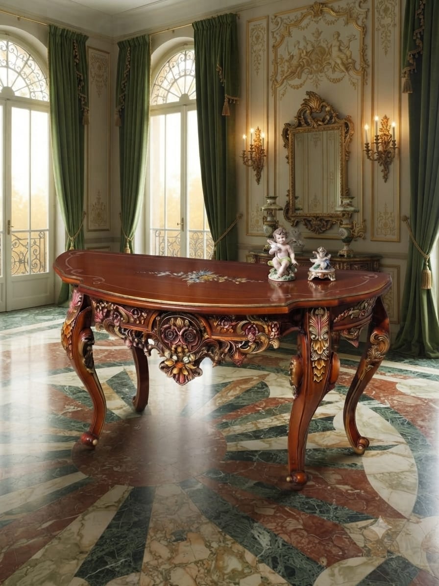 Ornamental Carved Wood Credenza with Floral Motifs 🌿🏛️🌿