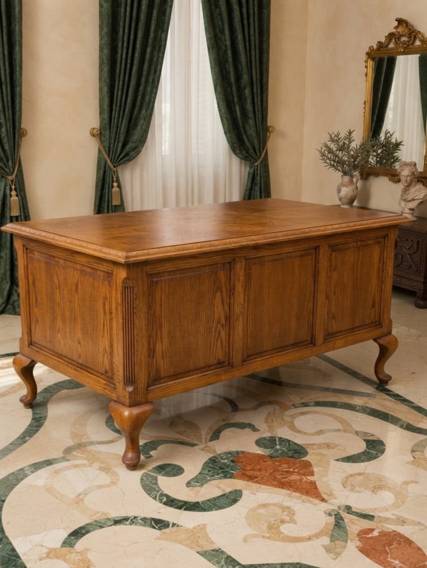 Bernhardt Flair Division Desk – Queen Anne Revival (1970s) 🪶⚜️🕊️