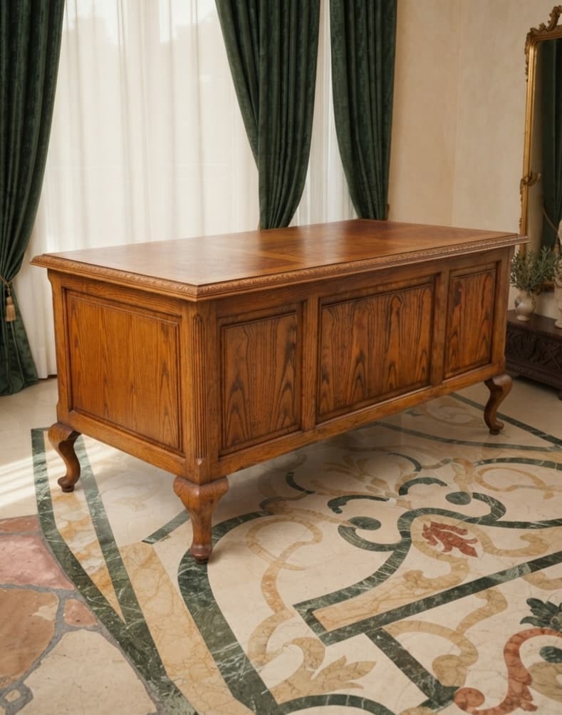 Bernhardt Flair Division Desk – Queen Anne Revival (1970s) 🪶⚜️🕊️