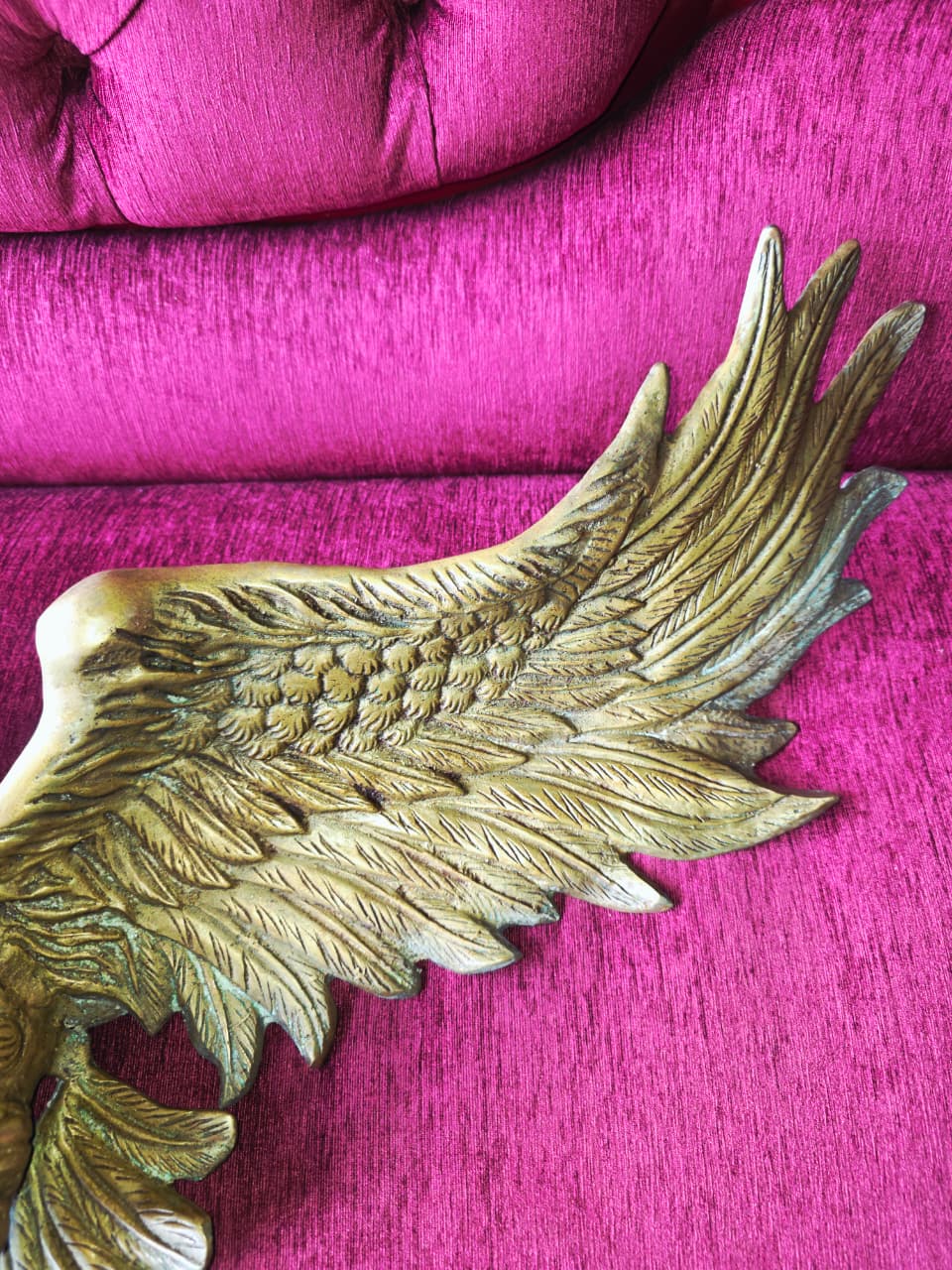 Escultura De Aguila Bronce Dorado Con Patina Verde🦅