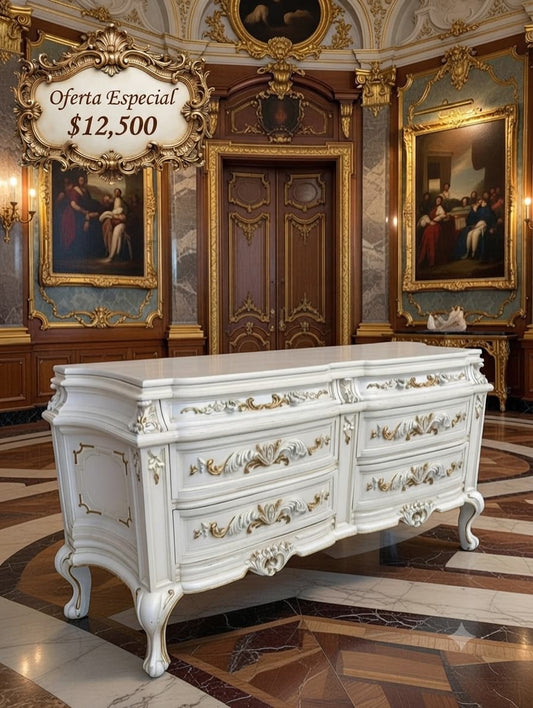 Imperial Chest of Drawers in Pearl with Old Gold Accents 🌿