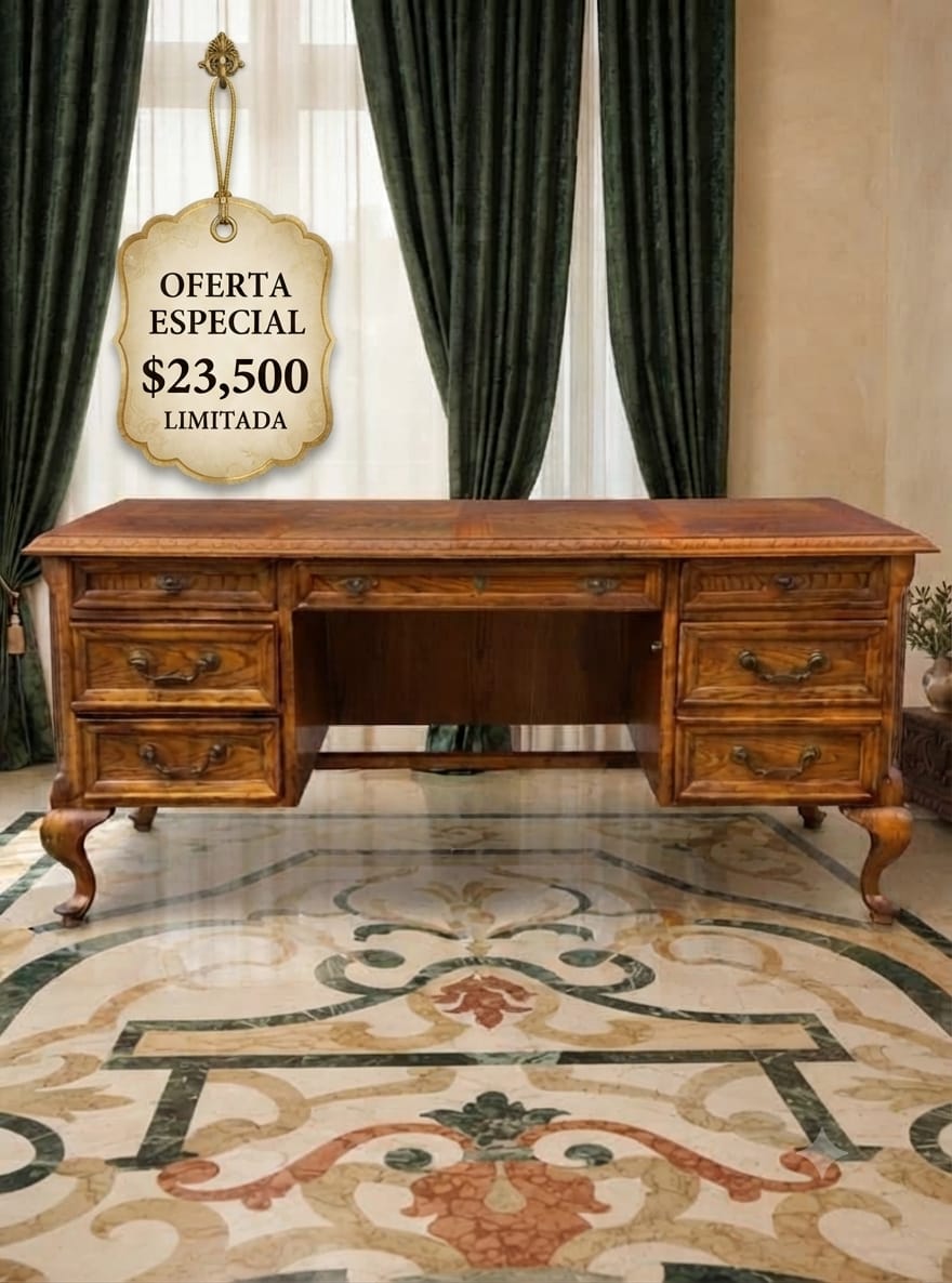 Bernhardt Flair Division Desk – Queen Anne Revival (1970s) 🪶⚜️🕊️