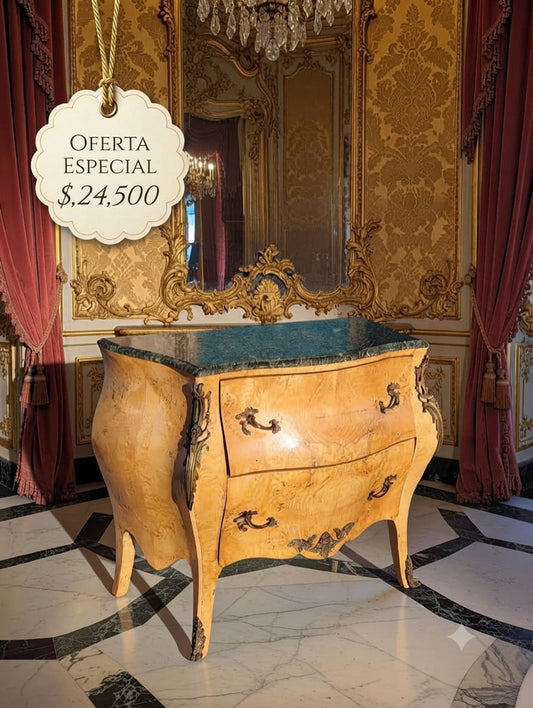 Bombe frances con cubierta de mármol y herrajes en bronce dorado🌿 🇫🇷