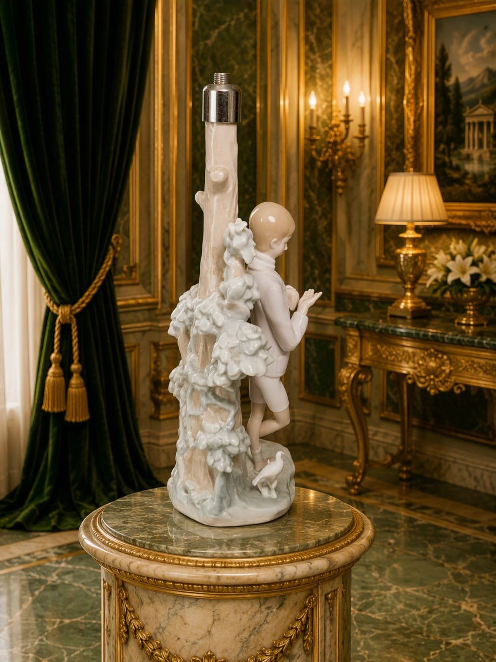 Lladó Sculpture "Boy Feeding Dove" #4508 ✨🏛️