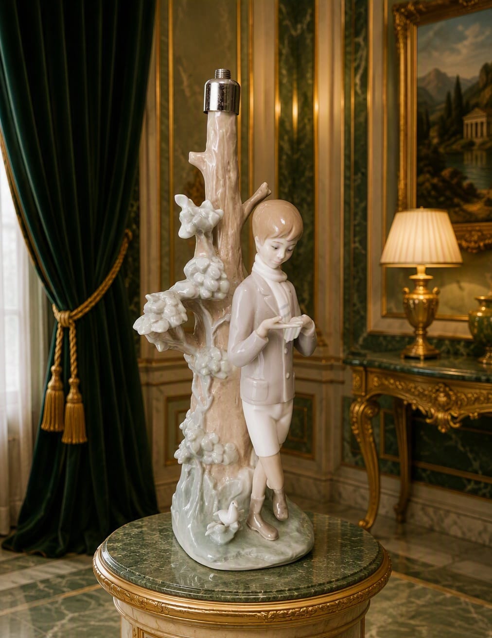 Lladó Sculpture "Boy Feeding Dove" #4508 ✨🏛️