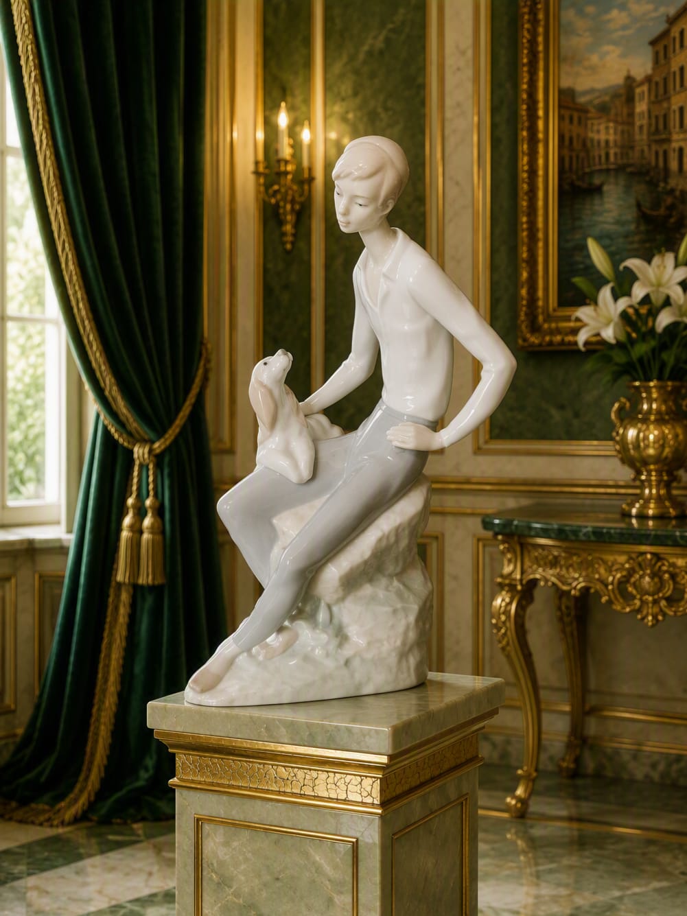 Nao by Lladro sculpture "Shepherd with Dog, Best Friend" ✨🏛️