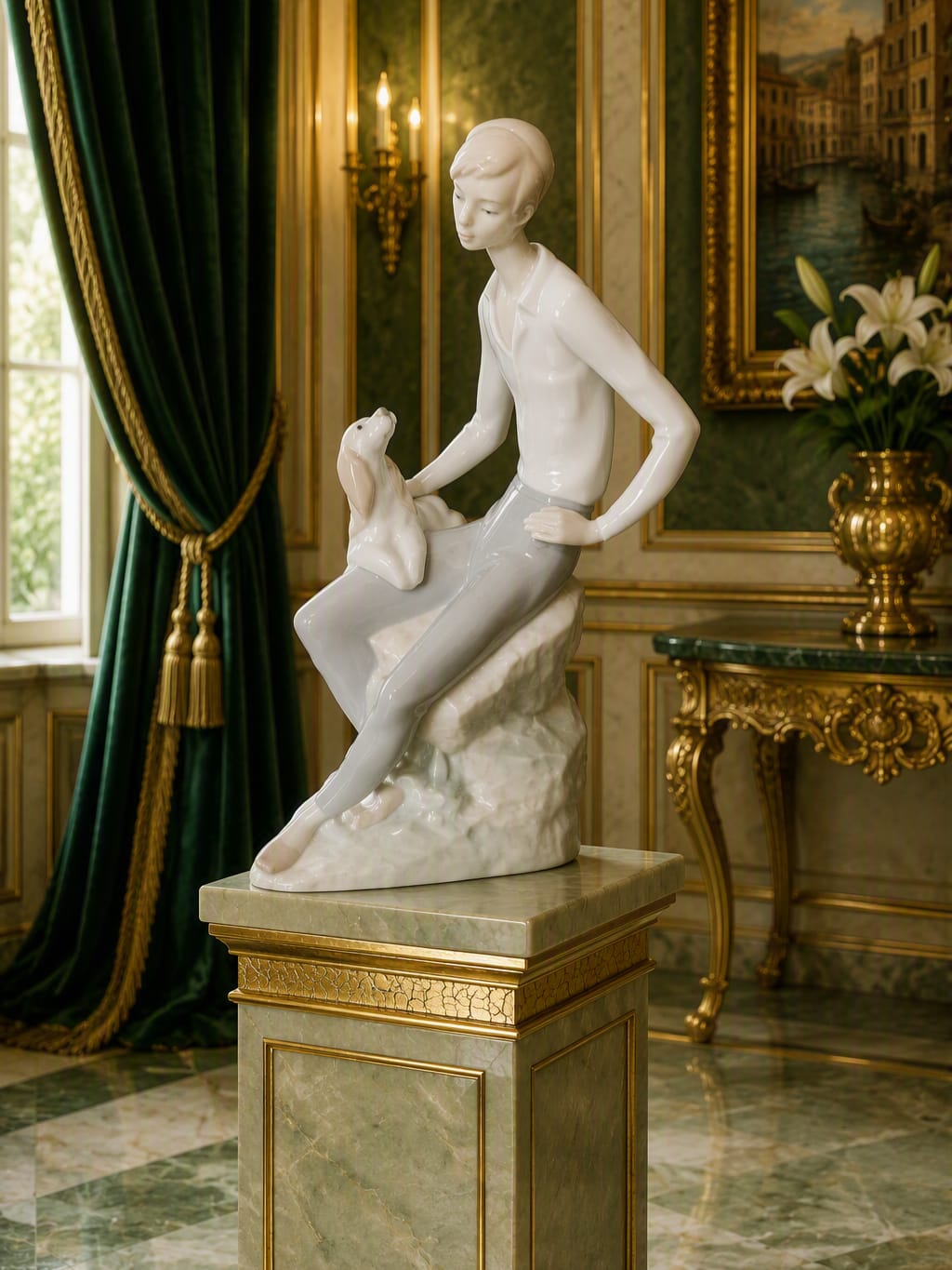 Nao by Lladro sculpture "Shepherd with Dog, Best Friend" ✨🏛️