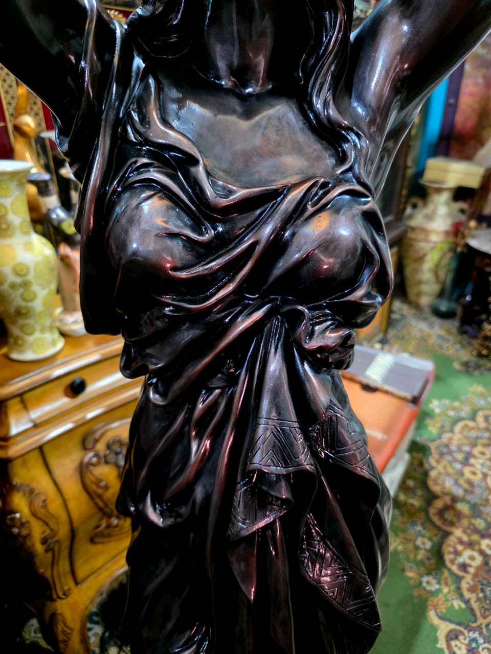 Art Nouveau Sculptural Lamp with Torch – Torchère Art Nouveau🌿🕯️🌿