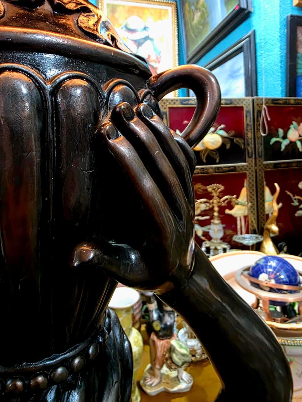 Art Nouveau Sculptural Lamp with Torch – Torchère Art Nouveau🌿🕯️🌿