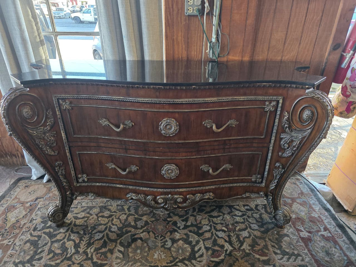🏛️ Comoda Monumental Estilo George III Bombe con Cubierta de Granito Negro 🏛️