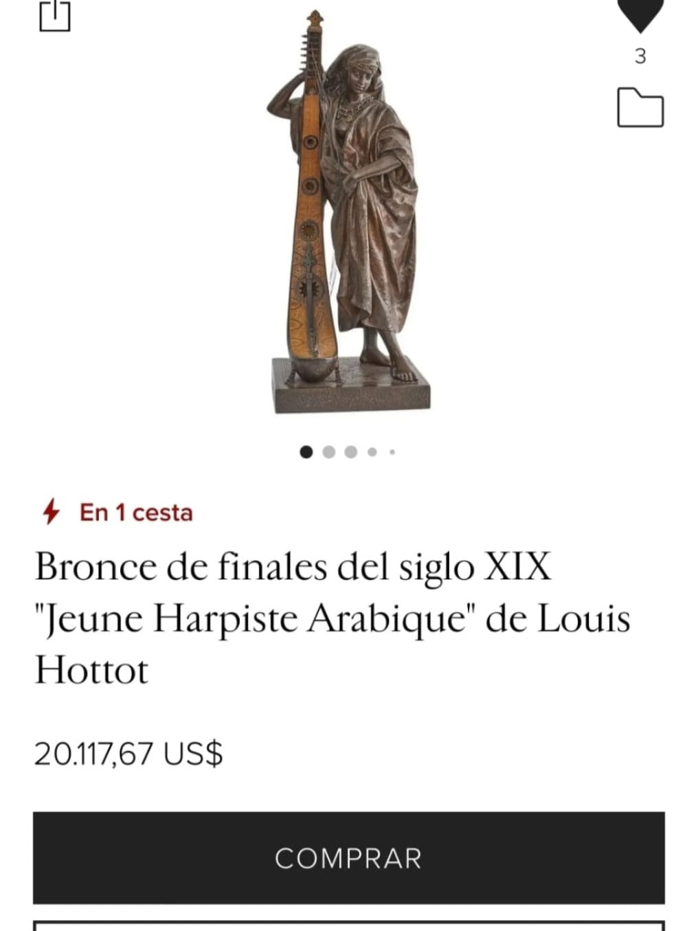 🔱Escultura De Bronce "Jeune Harpiste Arabique" de Louis Hottot - Una Obra Maestra en Venta🔱