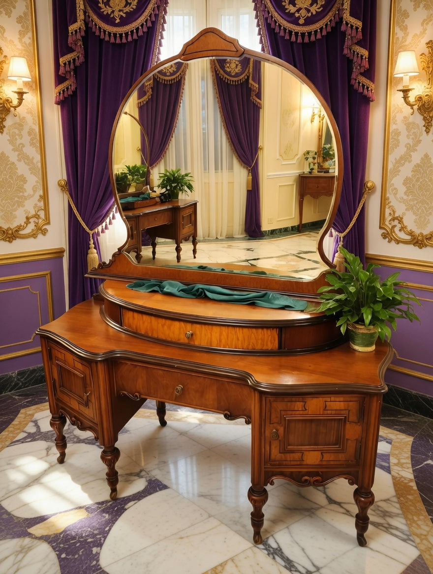 Louis XV Dressing Table with Mirror – Rococo Revival🌿