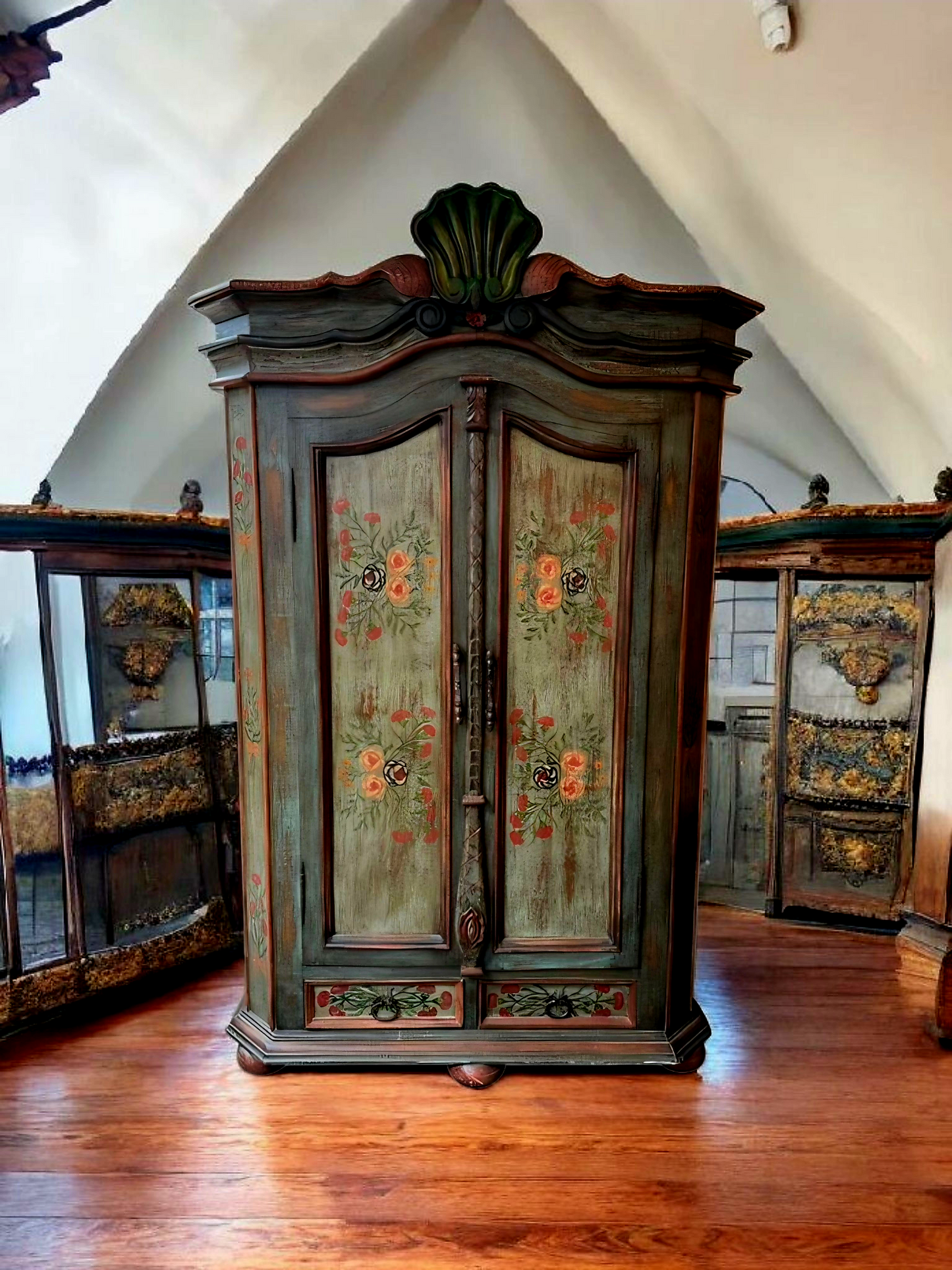 🌸 Polychrome Two-Door Wardrobe – Circa 1898, 127 Years of History 🎨