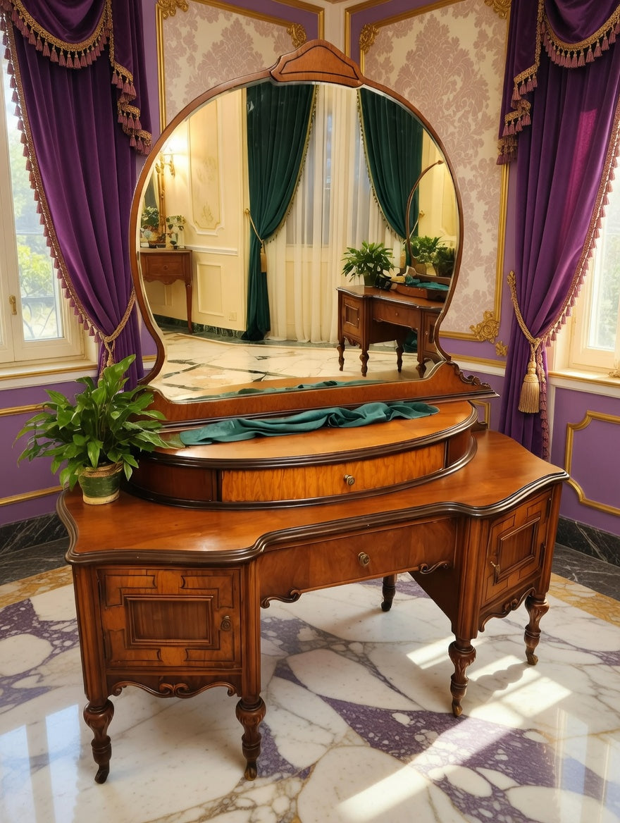 Louis XV Dressing Table with Mirror – Rococo Revival🌿