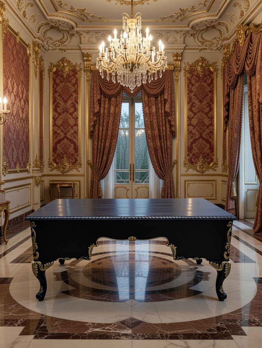 Classic Executive Desk in Black with Gold Accents ⚜️🏛️🌿