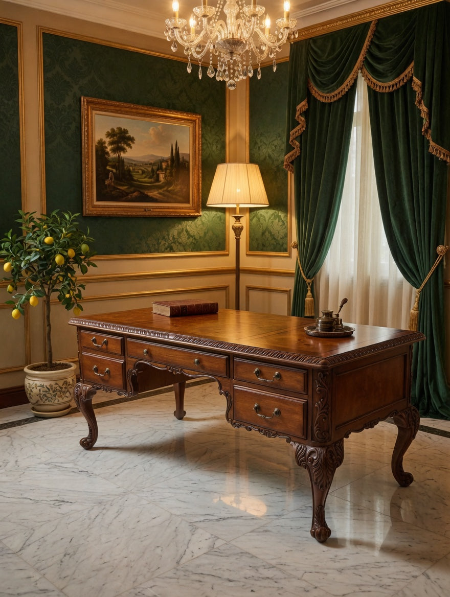 Executive Walnut Wood Desk – Classic Elegance and Distinction 🕰️🪙✨