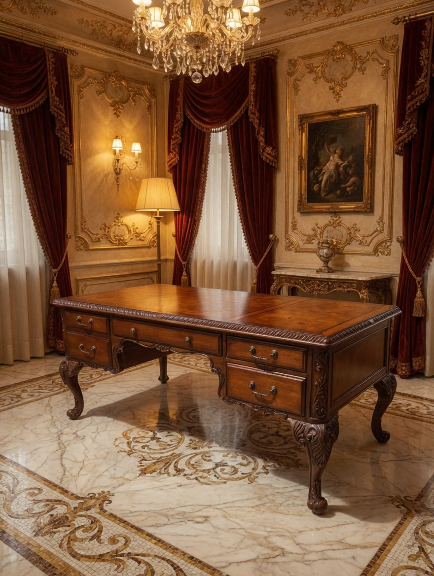 Executive Walnut Wood Desk – Classic Elegance and Distinction 🕰️🪙✨