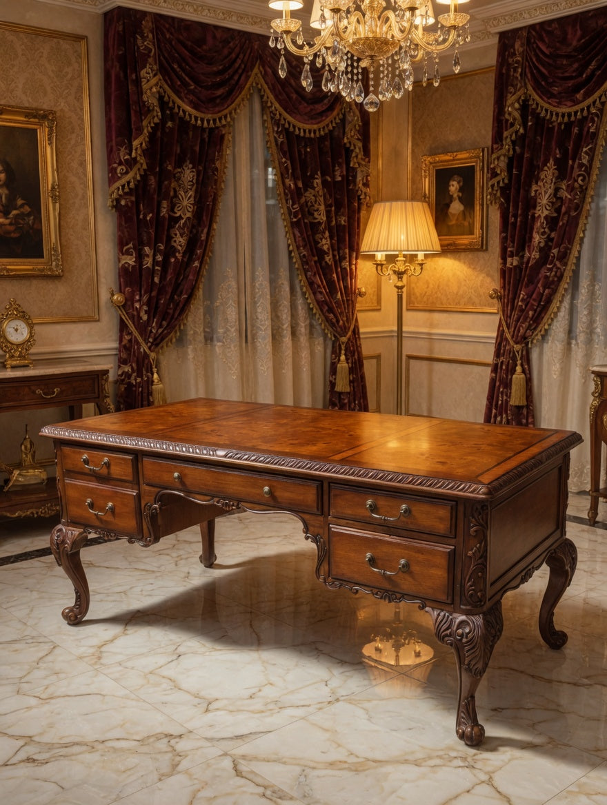 Executive Walnut Wood Desk – Classic Elegance and Distinction 🕰️🪙✨
