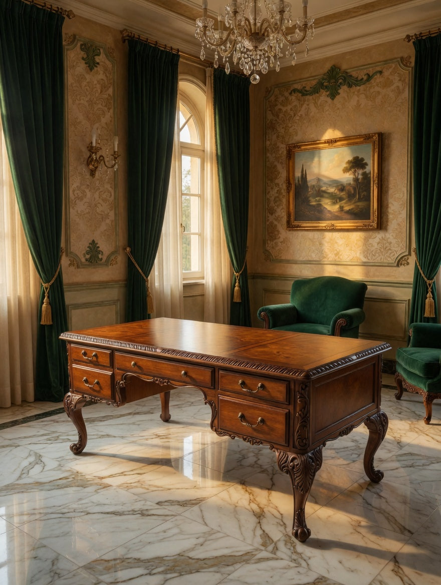 Executive Walnut Wood Desk – Classic Elegance and Distinction 🕰️🪙✨