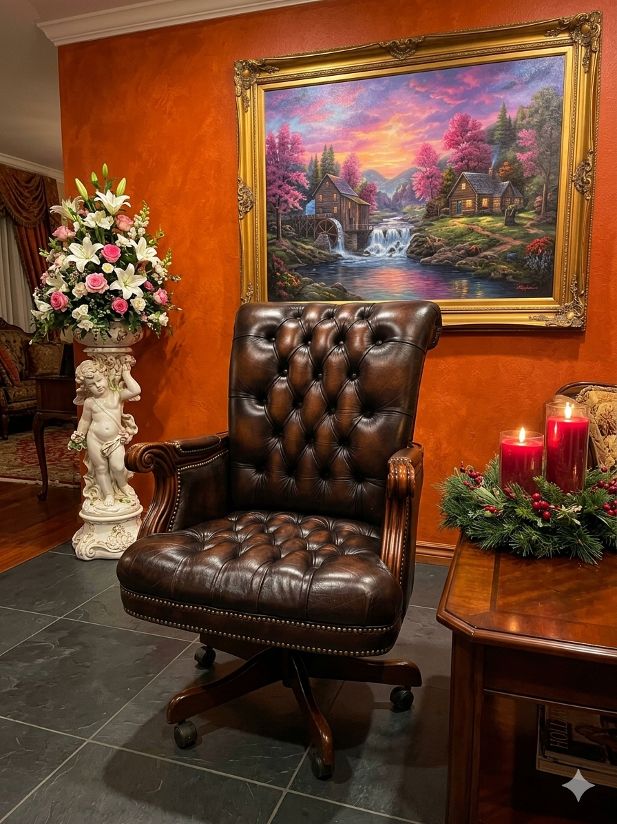 Silla Ejecutiva Chesterfield en Cuero Autentico – Elaborada por Coaster Furniture 🪑🏛️🪶