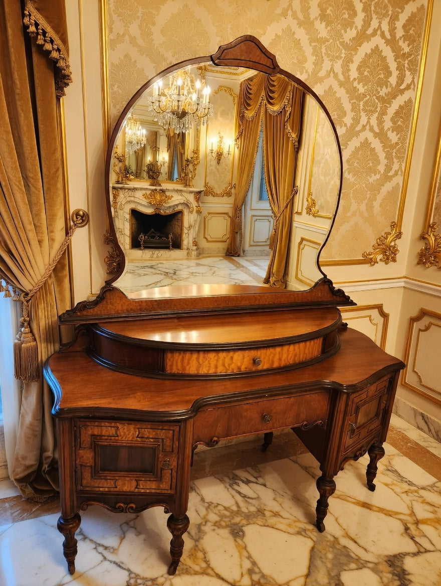 Louis XV Dressing Table with Mirror – Rococo Revival🌿