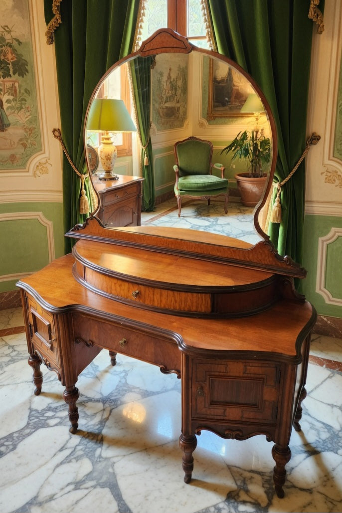 Louis XV Dressing Table with Mirror – Rococo Revival🌿