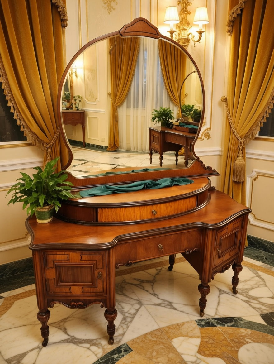 Louis XV Dressing Table with Mirror – Rococo Revival🌿